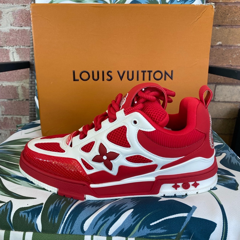 Louis Vuitton Red and White Athletic Shoes